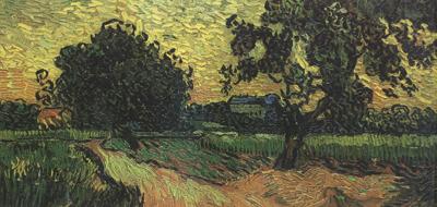 Vincent Van Gogh Landscape with thte Chateau of Auvers at Sunset nn04) china oil painting image